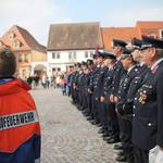 Die Feierlichkeiten am Samstag begannen mit einem Festappell auf dem Marktplatz.