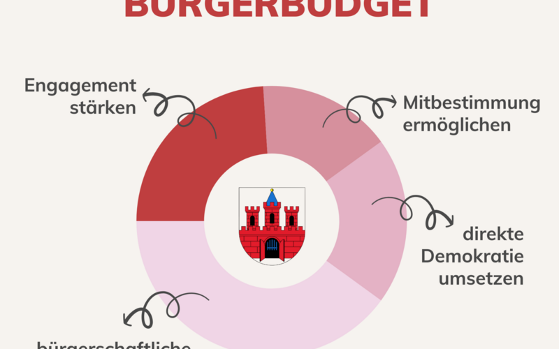 20 Vorhaben stehen für das Bürgerbudget 2027 zur Auswahl. Plakat zum Bürgerbudget