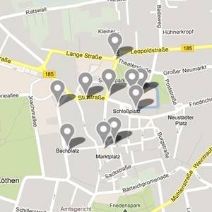 Karte mit eingezeichneten Sehenswürdigkeiten.