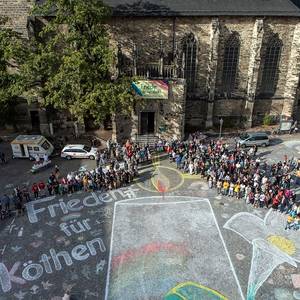 Malaktion auf dem Marktplatz