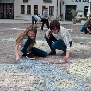 Malaktion auf dem Marktplatz