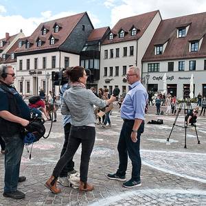 Malaktion auf dem Marktplatz