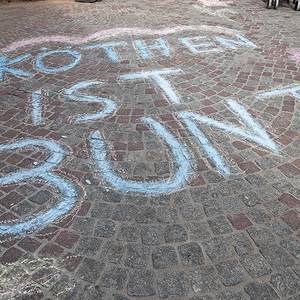 Malaktion auf dem Marktplatz