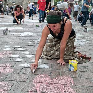 Malaktion auf dem Marktplatz