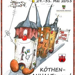 Mit dem Plakat von Steffen Fischer wird für das Landesfest in Köthen 2015 geworben.